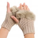 2016 Fashion Winter Arm Warmer Fingerless Gloves, Knitted Fur Trim Gloves Mitten