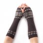 Winter Snowflake Pattern Arm Warm Knitted Fingerless Long Gloves For Women Girls