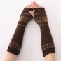 Winter Snowflake Pattern Arm Warm Knitted Fingerless Long Gloves For Women Girls