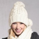 Trendy Women Knit Handmade Hat and Scarf  Set Girl Knitting Skullcaps Collars Warm Winter