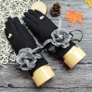 2017 Winter Gloves Big Flower With Pearl Fleece Gloves Women Mittens Women Winter Touch Screen Glove