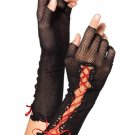 Twins Girl 2017 New  Adult Accessories Fishnet  Mesh Gloves Fingerless 2 Colors Lace up Fishnet Fing