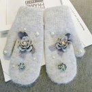 Winter Women Gloves Fashion Flower Rabbit fur Mittens Brand Gloves Women Fingerless Winter Cashmere 