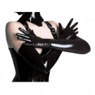 Latex Gothic Fetish Clubwear Elbow Long Gloves Women Sexy Costumes Hip-hop Jazz Dancing Black Faux L