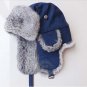High Quality Mens 100% Real Rabbit Fur Winter Hats With Ear Flaps Outdoor Warm Snow Caps Russian Hat