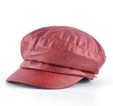 Autumn Winter Leather Newsboy Caps Women Solid Adjustable Flat Hats For Men Fresh Style Fashion Stre