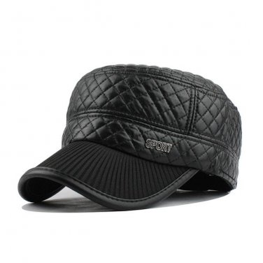 Wholesale Winter Flat PU Military Cap Fashion Women\'S Hats Gorras Planas Male Hats Military Hat Gen