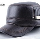 Winter mens leather cap warm hat baseball cap with ear flaps russia flat top caps for men casquette