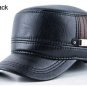 Winter mens leather cap warm hat baseball cap with ear flaps russia flat top caps for men casquette