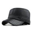 Winter mens leather cap warm hat baseball cap with ear flaps russia flat top caps for men casquette 