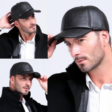 Winter Women PU Leather Baseball Cap Unisex Snapback Outdoor Sport Adjustable Trucker Hats Men Bone 