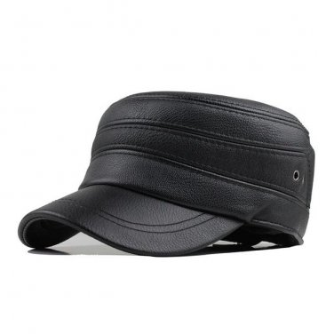 Winter Mens Faux leather Cap Warm Hat Baseball Cap With Ear Flaps Russia Flat Top Caps For Men Casqu