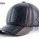 Mens winter leather cap warm patchwork dad hat baseball caps with ear flaps russia adjustable snapba