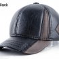 Mens winter leather cap warm patchwork dad hat baseball caps with ear flaps russia adjustable snapba