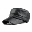 Fashion Unisex Flat Roof Mens PU Caps And Hat Warm Leather Military Hat With Cotton Gorras Winter Ha