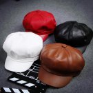 2016 Fashion Cool PU Beret Hat for Men and Women Gorras Planas Vintage Leather Boinas Cap Winter out