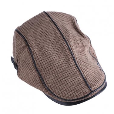 2017 New Men Winter Knitted Wool Thick Warmer Visors Hat Vintage Berets Hats England Style Peaked Ha