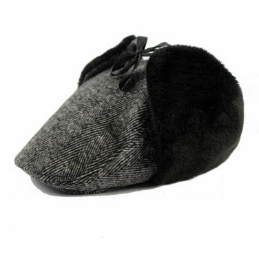 Winter Style Warm Thicken Cap  Ear Protection Flat Beret Hat for Men Solid New Design Lace-up Hats B
