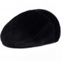 HT1406 High Quality Men Retro Flat Beret Caps Black Grey Winter Fur Hats with Ear Flap Male Warm For