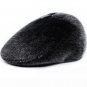 HT1406 High Quality Men Retro Flat Beret Caps Black Grey Winter Fur Hats with Ear Flap Male Warm For