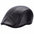 New Trendy Autumn Winter Leather Berets Caps For Men Casual Solid Peaked Cap Visor Flat Hat Male Ber