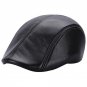 New Trendy Autumn Winter Leather Berets Caps For Men Casual Solid Peaked Cap Visor Flat Hat Male Ber