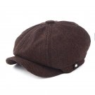 VORON new Octagonal Cap Newsboy Beret Hat Autumn And Winter Hats For Men\'s Coffee Color Handsome Pl