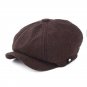 VORON new Octagonal Cap Newsboy Beret Hat Autumn And Winter Hats For Men\'s Coffee Color Handsome Pl