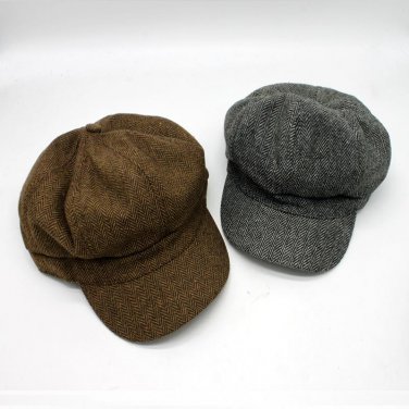 Korean Style 2017 Autumn and Winter Wool Beret Ladies Striped Octagonal Cap, Unisex Outdoor Warm Hat