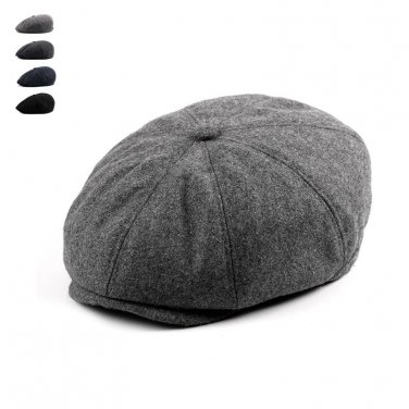 Fashion Octagonal Cap Newsboy Beret Hats Autumn And Winter Berets For Men Grey Black Color Handsome 