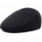 HT1404 Vintage Retro Plaid Beret Caps Men Warm Thick Wool Felt Berets Elder Man Winter Hats with Ear