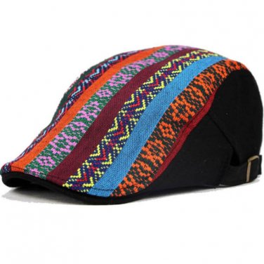 DT601 Print Pattern Mens Ivy Cap Vintage Bohemia Autumn Winter Beret Hats for Women Gorras Casquette