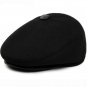 HT1400 Vintage Wool Felt Beret Caps for Men Solid Black Grey Winter Hat with Ear Flap Casual Warm Th
