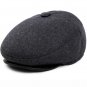 HT1400 Vintage Wool Felt Beret Caps for Men Solid Black Grey Winter Hat with Ear Flap Casual Warm Th