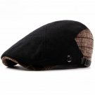 HT1325 British Style Women Autumn Winter Hat Beret Warm Wool Felt Cabbie Driver Flat Ivy Cap Black B