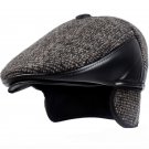 HT1403 Retro Men Beret Cap Thick Warm Wool Felt Winter Hats for Men Casual Flat Newsboy Ivy Cap Dad 