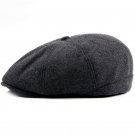 HT1355 Winter Warm Wool Beret Caps Men Women Black Grey Flat Cabbie Driver Ivy Caps High Quality Thi