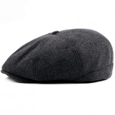 HT1355 Winter Warm Wool Beret Caps Men Women Black Grey Flat Cabbie Driver Ivy Caps High Quality Thi