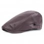 HT1360 Vintage PU Leather Beret Caps Men Women Black Red Autumn Winter Ivy Beret Hats Adjustable Fla