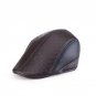 2017 New PU Leather grid Berets for Men Autumn Winter Men\'s Visor Flat Hat Beret Fashion Newsboy ca