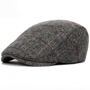HT1329 2017 Autumn Winter Men Cap Hats Berets British Western Style Wool Advanced Flat Ivy Cap Class