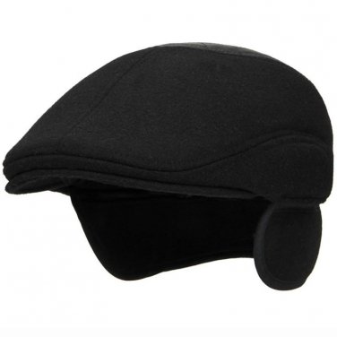 HT1401 Classic Retro Men Beret Caps Black Grey Wool Felt Winter Hats for Men Warm Thick Beret Hats w