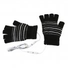New Unisex Winter Electric USB Heated Warm Gloves Half Finger Winter Heating Knitting Mittens For Me