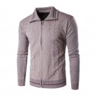 Autumn Winter Chic Knitted Sweater Cardigan Vintage Ethnic Style Men Lapel Neck Zip Up Casual Sweate