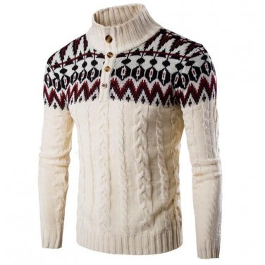 Autumn Winter Vintage Knitting Sweaters Pullovers Casual Men\'s Sweater Coat Long Sleeve Men Printed