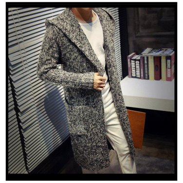 Autumn Winter Loose Long Cardigans Sweaters Mens Korean Fashion Big Size Thick Jumpers Mens Hooded K