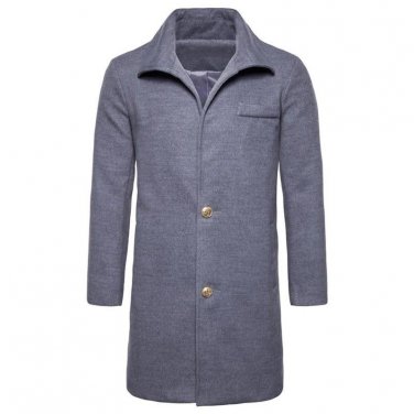 2017 Men Winter Long Coat Jacket Slim Fit Lapel Warm Fleece Overcoat Fashion Windbreaker Windproof S
