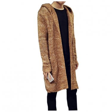 2017 Winter Warm Men Knitted Sweater Cardigans Fashion Thicken Long Sleeve Loose Hooded Knitting Car