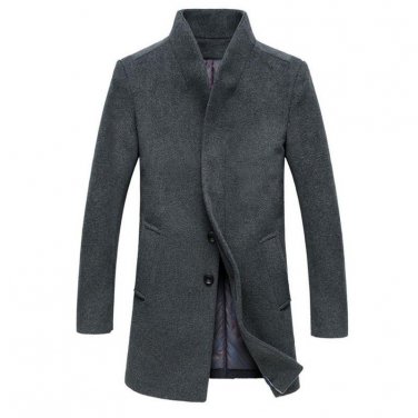 New Winter Men Warm Coat Jackets Plus Size Long Solid Wool Coat Casual Fashion Overcoat Thick Coats 