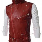 New Men\'s Fashion Leather Vest Jackets Man Sleeveless Motorcycle Tank Tops Spring Autumn zipper dec